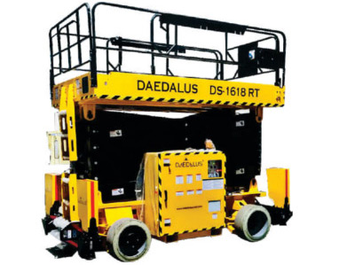 Daedalus DS-1618RT electric rough terrain slab scissor lift for outdoor construction sites